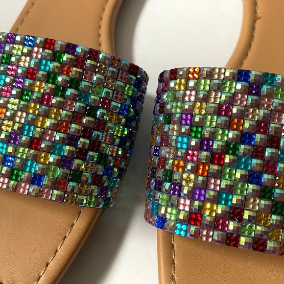 INC International Concepts Womens 7M Multicolor Rhinestone Nataliah Slide Sandal - Picture 2 of 16
